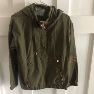 Olive 3/4 windbreaker w/ rose gold accents